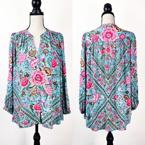 NWOT Spell UT Babushka Blouse, Turquoise